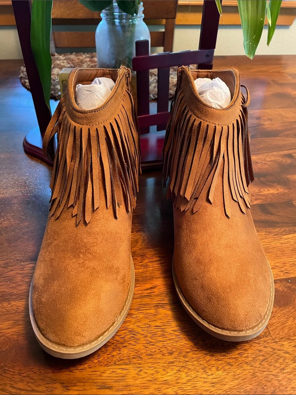 J ADAMS Marrow Fringe Ankle Boot Women’s 8 Tan